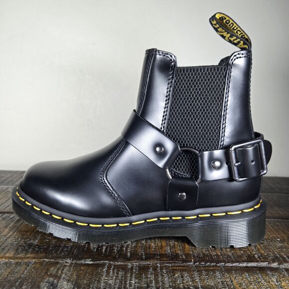 Dr. Martens Wincox Womens Size 6 Chelsea Buckle Harness Boots Black Leather - Picture 7 of 11